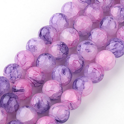 Medium Orchid Baking Painted Crackle Glass Bead Strands, Round, Medium Orchid, 6mm, Hole: 1.3~1.6mm, about 133pcs/strand, 31.4 inch