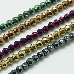 Mixed Color Non-magnetic Synthetic Hematite Beads Strands, Faceted, Round, Mixed Color, 3mm, Hole: 1mm, about 120~130pcs/strand, 15.7 inch