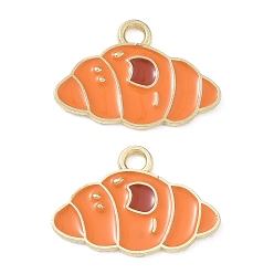 Food Alloy Enamel Pendants, Foods Charms, Golden, Bread Charms, 15.5x22.5x1mm, Hole: 2.5mm