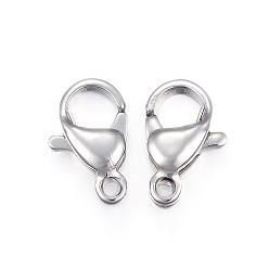 Stainless Steel Color 304 Stainless Steel Lobster Claw Clasps, Parrot Trigger Clasps, Stainless Steel Color, 19x12x5mm, Hole: 2.5mm