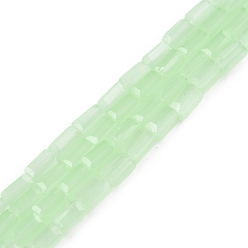 Aquamarine Imitation Jade Glass Beads Strands, Rectangle, Aquamarine, 4~5x2~3x2~3mm, Hole: 0.9mm, about 93~103pcs/strand, 17.32 inch~19.09 inch(44~48.5cm)