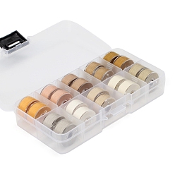 Wheat 20 Rolls 10 Colors Sewing Thread, Plastic Bobbins Sewing Machine Spools with Clear Storage Case Box, Wheat, 0.4mm, about 38.28 Yards(35m)/Roll, 2 rolls/color