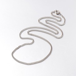 Platinum Iron Twisted Chain Necklaces, with Brass Spring Ring Clasps, Platinum, 24.1 inch