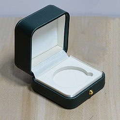 Зеленый Коробка для хранения памятных монет из искусственной кожи, квадратный, зелёные, 70x70x44 мм