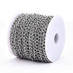 Нержавеющая Сталь Цвет Устойчивые к потускнению 304 цепи из нержавеющей стали, пайки, с катушкой, цвет нержавеющей стали, 5x4x0.6 мм, около 82.02 футов (25 м) / рулон