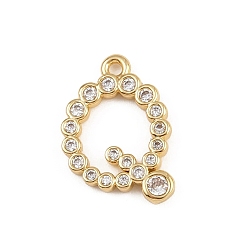 Letter Q Латунные микро проложить кубического циркония подвески, стойки покрытие, долговечный, без кадмия и без свинца, реальный 18 k позолоченный, Буква Q, 16x15x2 мм, отверстие : 1.5 мм