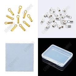 Doré & D'argent 20pcs 2 couleurs 925 embouts de cordon en argent sterling, 1 Chiffon à polir l'argenterie en tissu, or et argent, 6~7x1.5mm, Trou: 1.5mm, diamètre intérieur: 1 mm, 10 pcs / couleur