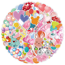 Mixed Color 50Pcs Balloon PVC Adhesive Stickers Set, for DIY Scrapbooking and Journal Decoration, Mixed Color, 40~80mm