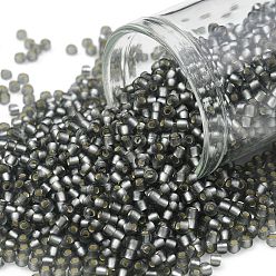 (29BF) Silver Lined Frost Gray Toho runde Rocailles, japanische Rocailles, (29 bf) silberfarbenes Frostgrau, 11/0, 2.2 mm, Bohrung: 0.8 mm, ca. 1110 Stk. / 10 g