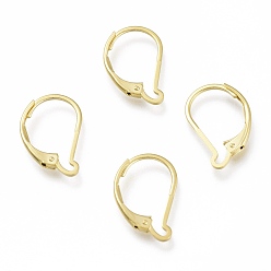 Real 24K Gold Plated Brass Leverback Earring Findings, Real 24K Gold Plated, 15.5x10x1.5mm, Pin: 0.7mm