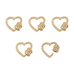 Golden Brass Screw Carabiner Lock Charms, for Necklaces Making, Heart, Golden, 16x17x6.5mm, Screw: 6.5x6.5mm