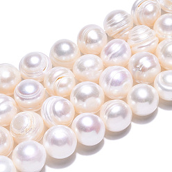 Creamy White Natural Cultured Freshwater Pearl Beads Strands, Potato, Creamy White, 10~11mm, Hole: 0.6mm, about 17~18pcs/strand, 6.69~7.48 inch(17~19cm)