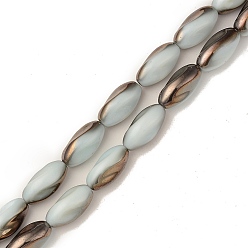 Metallgrau plattierte Galvanisieren Glasperlen, imitatorische Jade, halb plattiert, Twist, Metallgrau plattierte, 19x9.5x9 mm, Bohrung: 1 mm, ca. 34 Stk. / Strang, 25.20 Zoll (64 cm)
