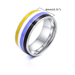 Royal Blue Rainbow Pride Flag Stainless Steel Finger Ring, Royal Blue, US Size 8(18.1mm)