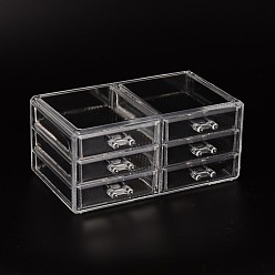 Clear Cuboid Plastic Bead Containers, 6 Compartments, Clear, 23.6x13.5x10.7cm