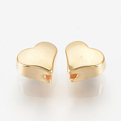 Real 18K Gold Plated Brass Spacer Beads, Nickel Free, Real 18K Gold Plated, Heart, 5x6x3.5mm, Hole: 1mm