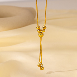 Золотой 304 Круглая цепочка-слайдер из нержавеющей стали в виде шарика для женщин, золотые, 17.72 дюйм (45 см)