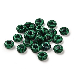 Malachite Synthetic Malachite European Beads, Large Hole Beads, Rondelle, 10x4.5~5mm, Hole: 4~4.3mm