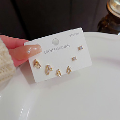 K029 Genuine Gold Plating Минималистичный комплект женских серег-игол из стерлингового серебра - 3 пары изящных и элегантных позолоченных серег-пуссет с изысканным внешним видом