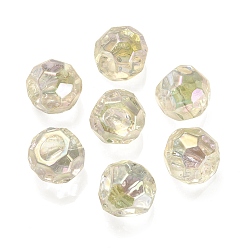 Clear AB UV Plating Rainbow Iridescent Acrylic European Beads, Faceted, Large Hole Beads, Round, Clear AB, 15.5x15.5mm, Hole: 4mm