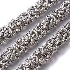 Stainless Steel Color 304 Stainless Steel Byzantine Chains, Unwelded, Stainless Steel Color, 11~11.5mm