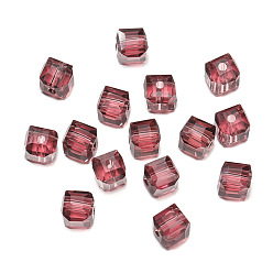 Brown Transparent Acrylic Beads, Faceted Cube, Brown, 8x8x8mm, Hole: 1.5mm, 50pcs/bag