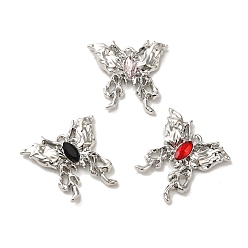 Platinum Spray Painted Alloy Micro Pave Cubic Zirconia Pendants, Butterfly Charm, Platinum, 21x21.5x3.5mm, Hole: 1.5mm