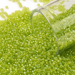 (164F) Transparent AB Frost Lime Green Тохо 8/0 круглые бусины, японский бисер, (164 f) прозрачный ab морозно-салатовый, 3 мм, отверстие : 1 мм, Около 222 шт / 10 г