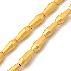 Матовый Золотой Стеклянные бусины с гальваническим покрытием , teadrop, граненые, матовый золотой, 10x4.5 мм, отверстие : 0.9 мм, около 42 шт / нитка, 15.75'' (40 см)