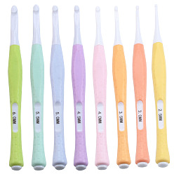 (52) Непрозрачная лаванда 8Набор крючков для вязания крючком разных размеров из ТПР, с абс пластиковой ручкой, для плетения крючком швейных инструментов, разноцветные, 140 мм