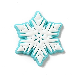 White Christmas PVC Plastic Cabochons, Snowflake, White, 30x26x2.5mm