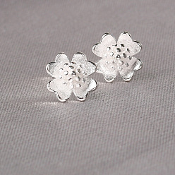 Flower Mini 925 Sterling Silver Stud Earrings for Girls, Silver Color Plated, Flower, 5mm