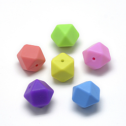 Mixed Color Food Grade Eco-Friendly Silicone Beads, Chewing Beads For Teethers, DIY Nursing Necklaces Making, Faceted Cube, Mixed Color, 17x17x17mm, Hole: 2mm