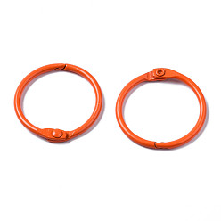 Dark Orange Spray Painted Iron Split Key Rings, Ring, Dark Orange, 30x4mm