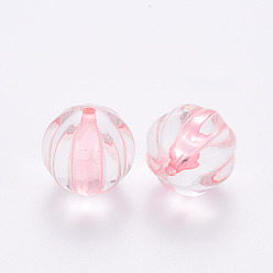 Pink Transparent Acrylic Beads, Pumpkin, Pink, 17.5x16mm, Hole: 1.8mm, about 183pcs/500g
