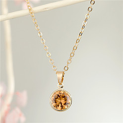 Yellow Minimalist Personalized Ladies Round Diamond Necklace Fashion Pendant Clavicle Chain