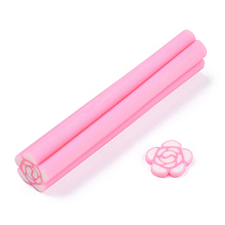 Hot Pink Luminous Handmade Polymer Clay Nail Art Decoration, Fashion Nail Care, No Hole Tubes, Flower, Hot Pink, 47~50x8.5~10x8.5~10mm