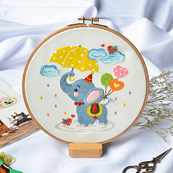 Слон Набор для вышивания украшения дисплея своими руками, включая иглы для вышивания и нитки, хлопковая фабрика, Рисунок с изображением слона, 168x154 мм