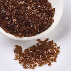 (HTL134) Transparent Dark Topaz Миюки половина бусины тила, японский бисер, 2 отверстие, (htl 134) прозрачный темный топаз, 5x2.3x1.9 мм, отверстие : 0.8 мм, Около 250 шт / 10 г