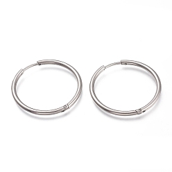 Stainless Steel Color 304 Stainless Steel Huggie Hoop Earrings, Hypoallergenic Earrings, Ring, Stainless Steel Color, 12 Gauge, 29x2mm, Pin: 1mm
