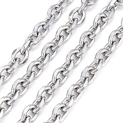 Stainless Steel Color 304 Stainless Steel Cable Chains, Diamond Cut Chains, Unwelded, Stainless Steel Color, 9.5~10x7.5x2mm