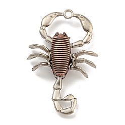 Red Copper Tibetan Style Alloy Pendants, Scorpion
, Cadmium Free & Lead Free, Red Copper, 52x34x10.5mm, Hole: 3mm