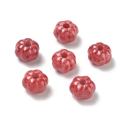 Red Vintage Handmade Porcelain Beads, Fancy Antique Glazed Porcelain, Pumpkin, Red, 10~10.5x7mm, Hole: 3mm