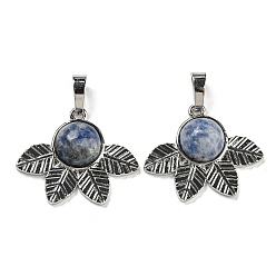 Содалитовое Природные подвески содалитом, стойки покрытие латунь лист прелести, платина, без кадмия и без свинца, 22x27x7 мм, отверстие : 8x5 мм