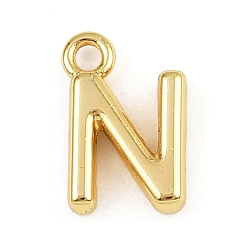 Letter N Латунь прелести, стойки покрытие, долговечный, без кадмия и без свинца, реальный 18 k позолоченный, Письмо N, 9x6x2 мм, отверстие : 1.2 мм