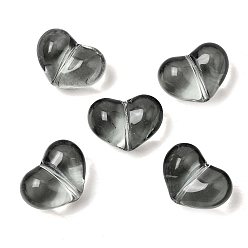 Черный Прозрачные стеклянные бусины, окрашенная и подогревом, сердце, чёрные, 15.5x21x11.5 мм, отверстие : 1.5 мм