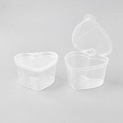 Clear 45ml Heart Shaped Seasoning Box, Disposable Tasting Cup, Clear, 4.6~5.8x5.5x3.2cm, Capacity: 45ml(1.52 fl. oz)