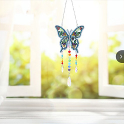 Butterfly DIY Diamond Painting Suncatcher Pendant Decoration Kit, Including Acrylic Board, Resin Rhinestones Bag, Diamond Sticky Pen, Tray Plate & Glue Clay, Butterfly, 430mm