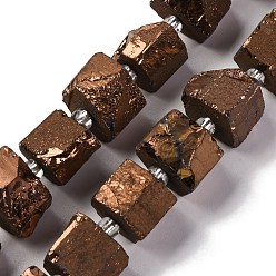 Верблюжий Гальванические природный кварц бисер пряди, шестиугольник призма, неправильная форма, верблюжие, 8~13x10~14x6~11 мм, отверстие : 1 мм, около 15~16 шт / нитка, 7.8~8 дюйм (20~20.5 см)