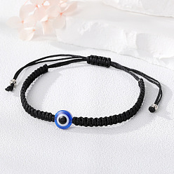 3# Black Rope Blue Round Eye Bracelet Colorful Handmade Evil Eye Bracelet with Adjustable Drawstring for Women and Men